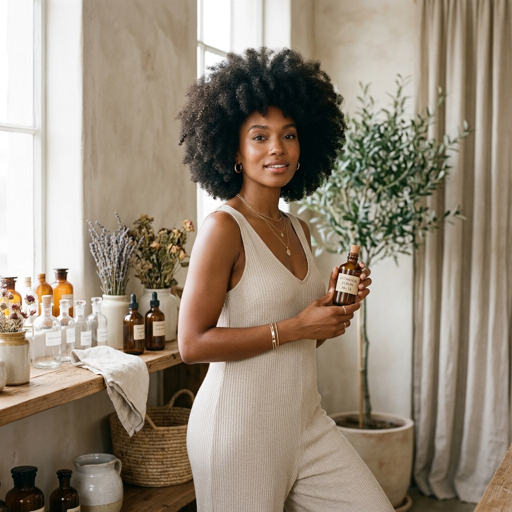 Mujer con hermoso cabello afro natural